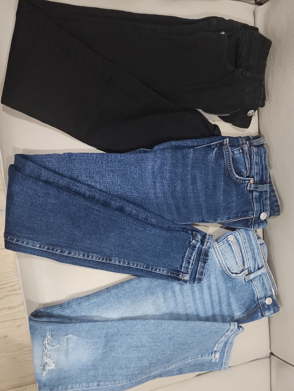 Zara Denim Collection Slim Fit Black, Dark Blue & Light Blue Stretch Jeans Size6